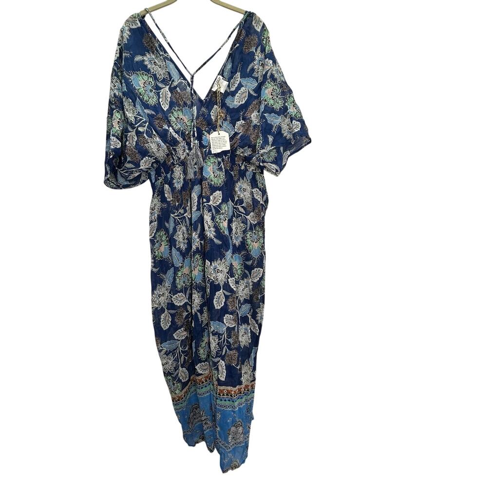 Pool to party swim cover maxi dress blue floral small beach resort vacation